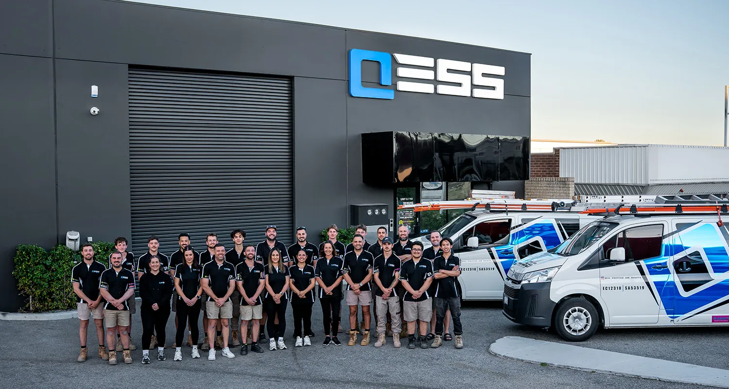 QESS Electrical and Security Team in Perth, WA - Electricians in Perth Outside Head Office in Yangebup, 6164